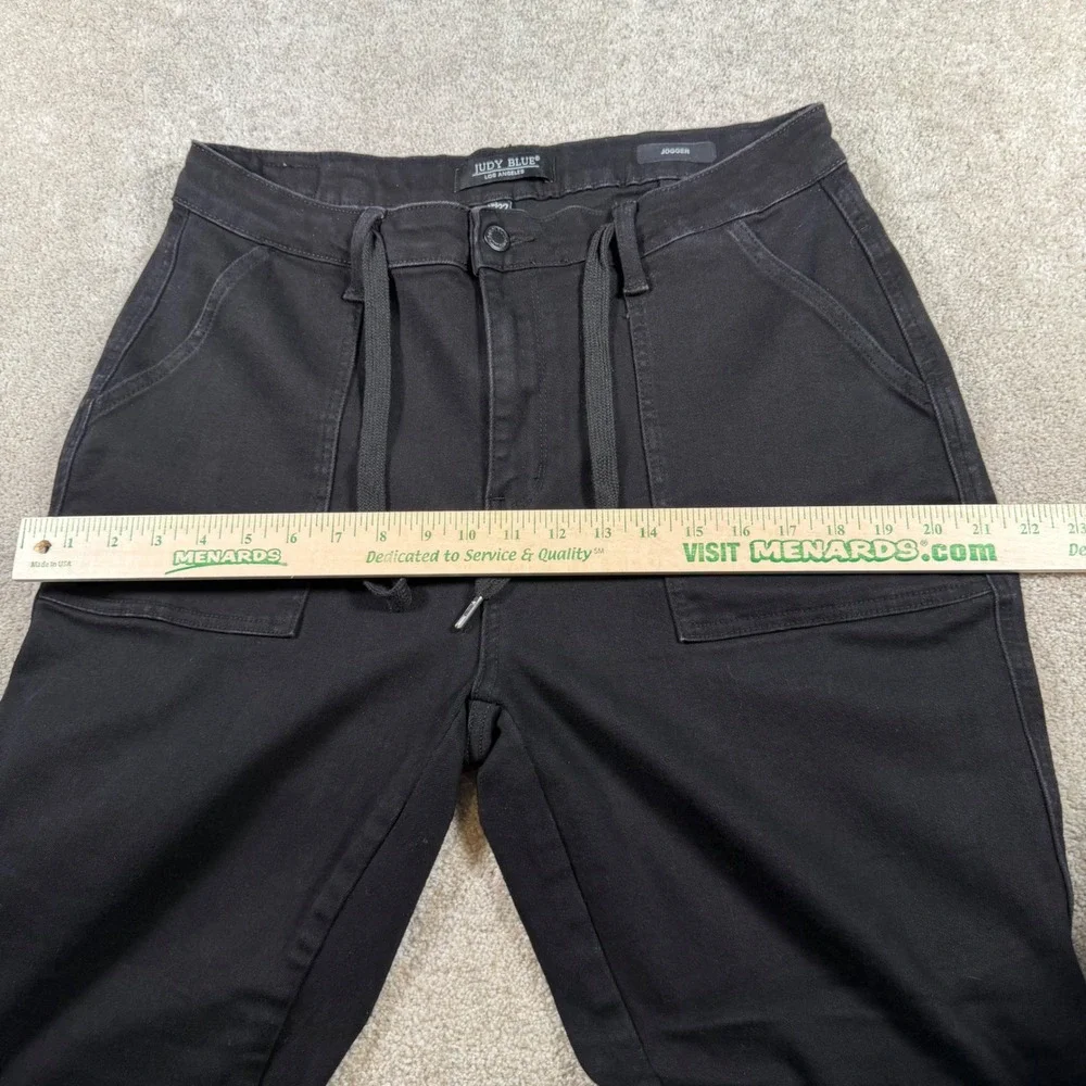 Judy Blue Jogger Pants Women 15/32(FIT 31x29) Black Drawstring High Rise Stretch